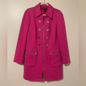 INC International Concepts Coat Pink Faux Double Breasted Full Zip Jacket